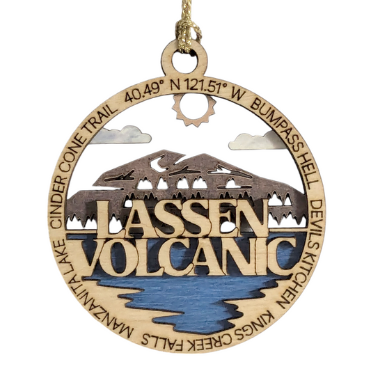 Lassen Volcanic National Park Christmas Gift - Laser Cut Wood Ornament featuring Manzanita Lake