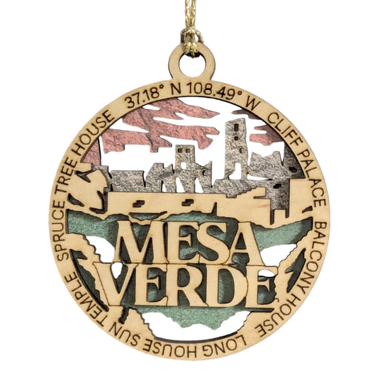 Mesa Verde National Park Cliff Dwelling Wooden Ornament - 3" Laser Cut Christmas Tree Decoration Souvenir