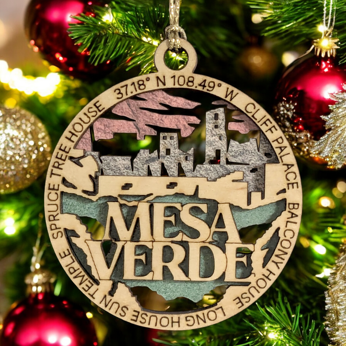 Mesa Verde National Park Cliff Dwelling Wooden Ornament - 3" Laser Cut Christmas Tree Decoration Souvenir