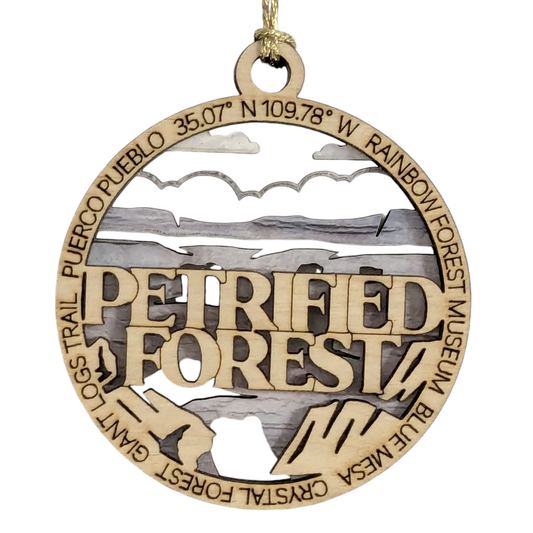 Petrified Forest National Park 3" Wood Ornament - Laser Cut Christmas Tree Decoration, Handmade Arizona Souvenir Gift