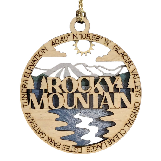 Rocky Mountain National Park 3" Wood Ornament - Handcrafted 2-Layer Christmas Decor with Glacial Valleys Scene