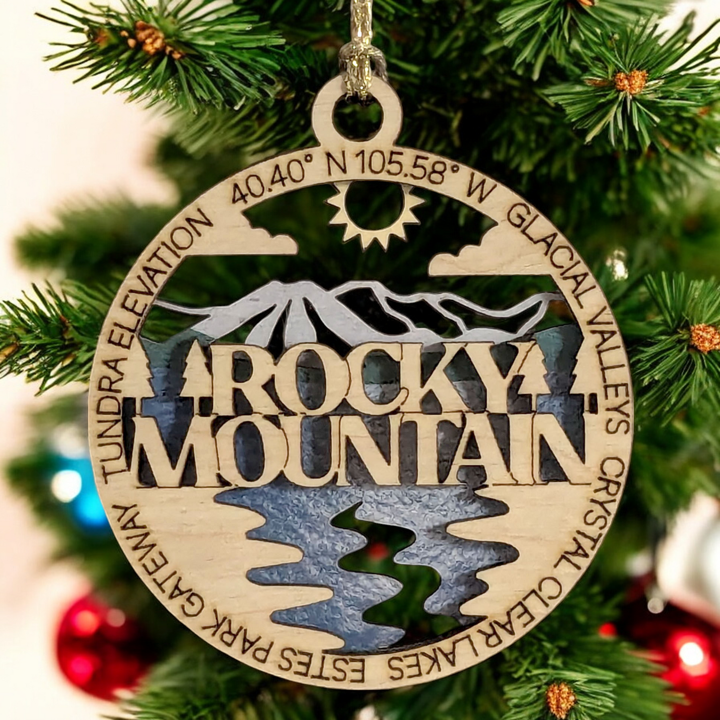 Rocky Mountain National Park 3" Wood Ornament - Handcrafted 2-Layer Christmas Decor with Glacial Valleys Scene
