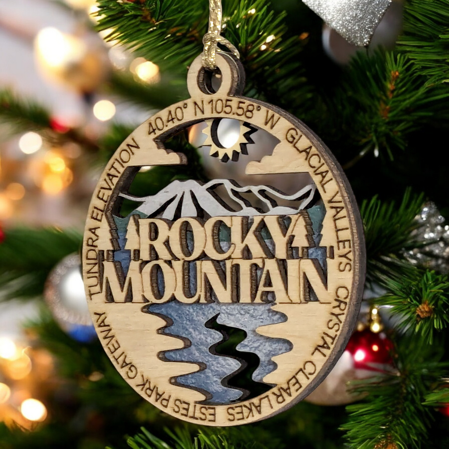 Rocky Mountain National Park 3" Wood Ornament - Handcrafted 2-Layer Christmas Decor with Glacial Valleys Scene