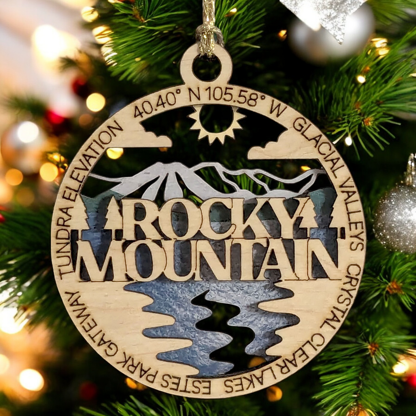 Rocky Mountain National Park 3" Wood Ornament - Handcrafted 2-Layer Christmas Decor with Glacial Valleys Scene