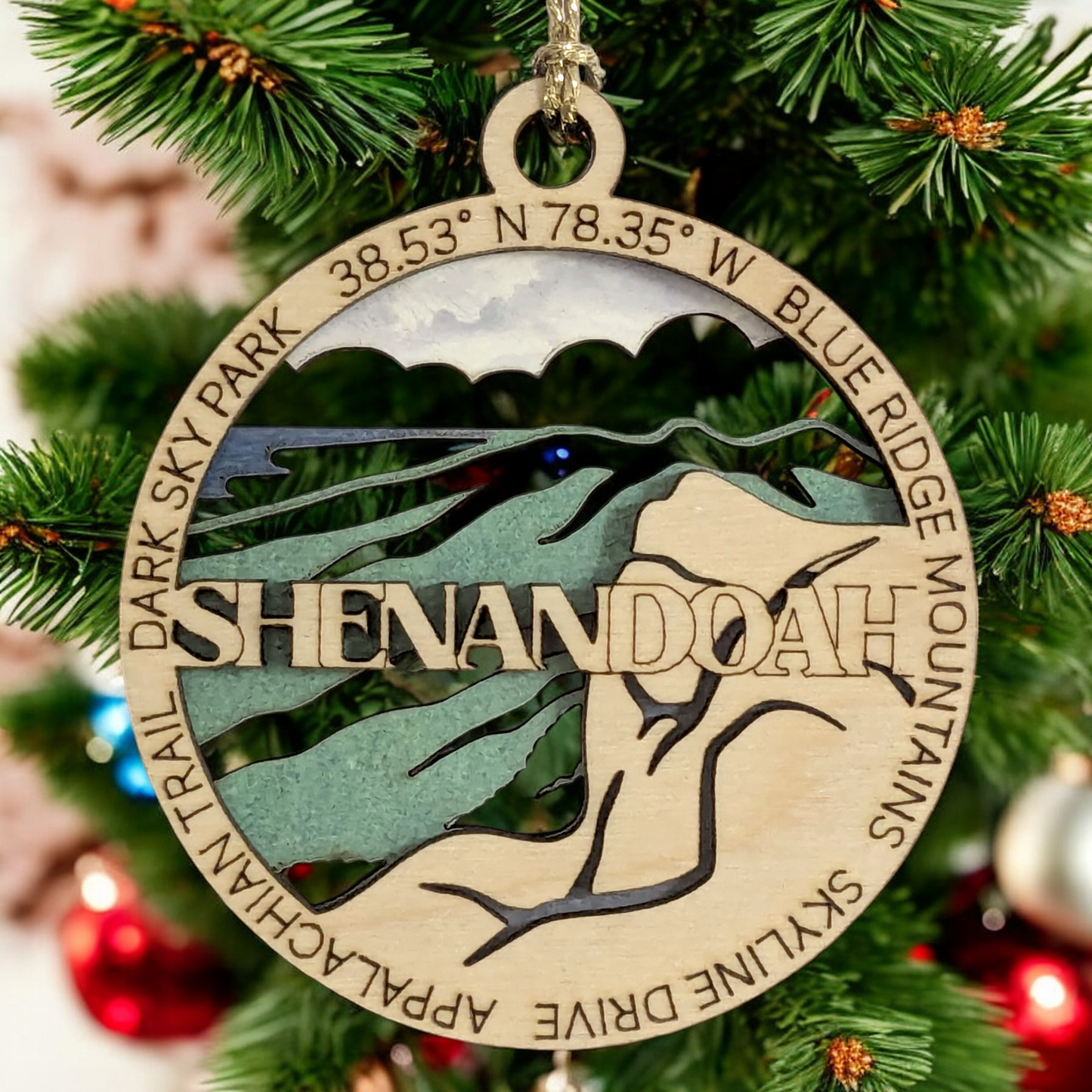Shenandoah National Park Souvenir - Blue Ridge Mountains Christmas Ornament - 3" Laser Cut Wood
