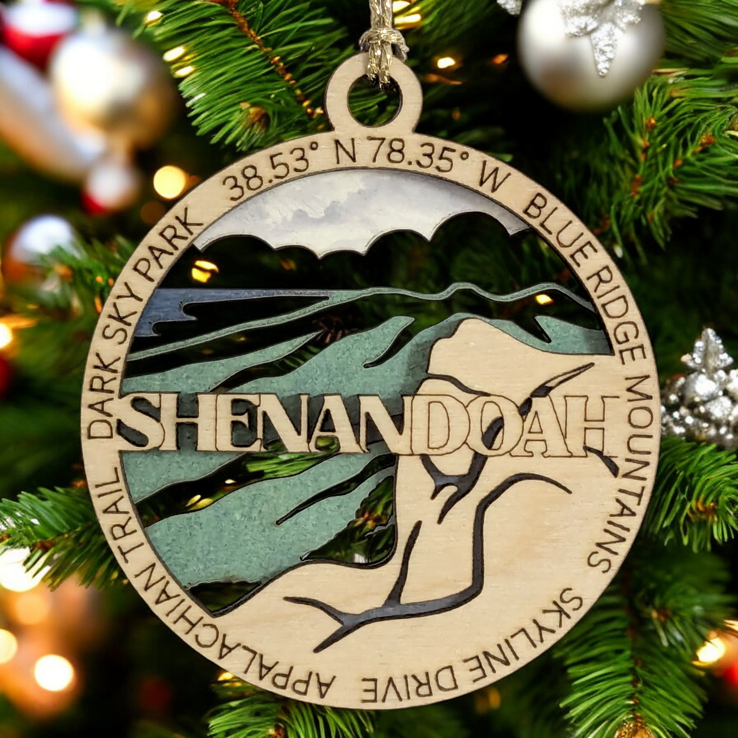 Shenandoah National Park Souvenir - Blue Ridge Mountains Christmas Ornament - 3" Laser Cut Wood