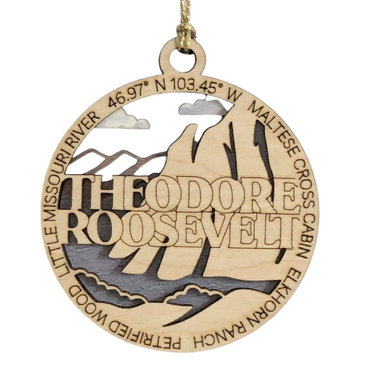 Theodore Roosevelt National Park Ornament - 3" Wood Laser Cut Christmas Decoration, Handmade in USA