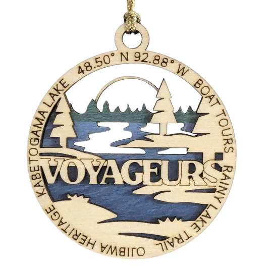 Voyageurs National Park 3" Ornament - Laser Engraved Wood, 2-Layer Christmas Decor, Featuring Iconic Park Scenes, Made in USA