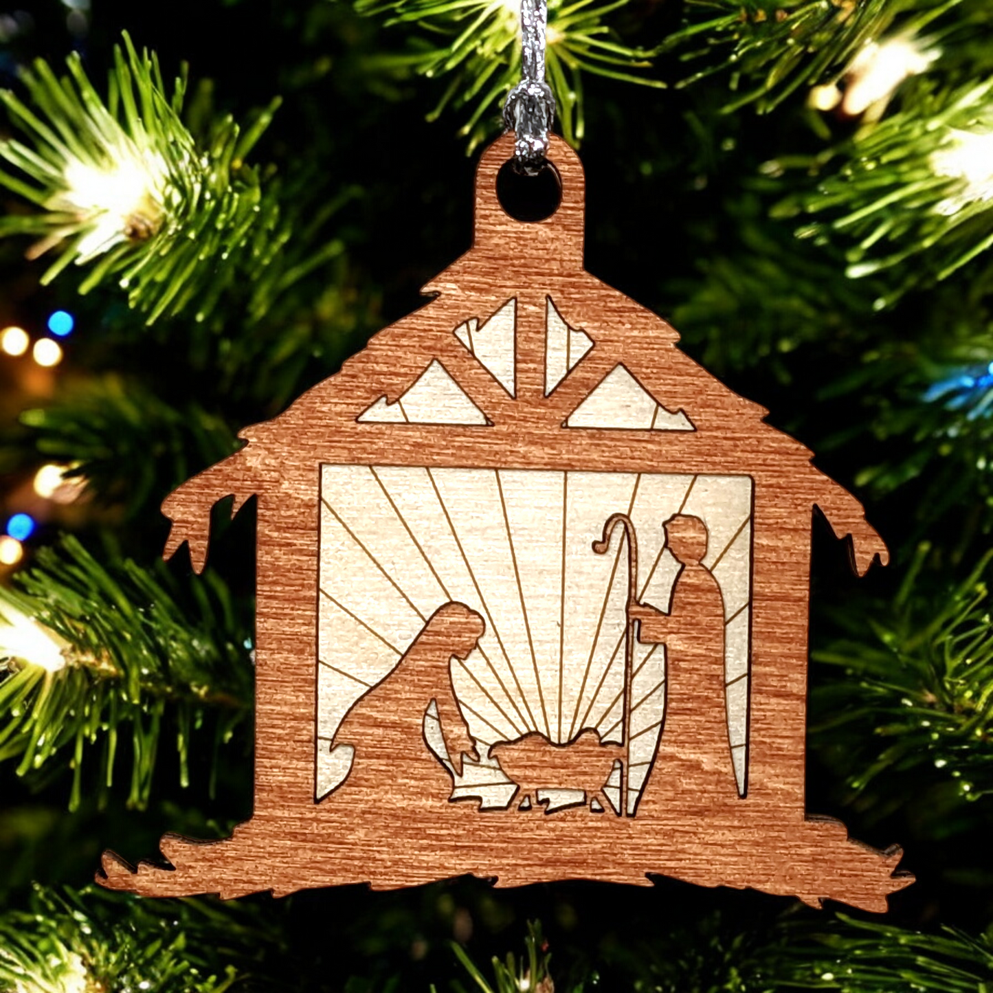 Laser Cut Nativity Wood Ornament