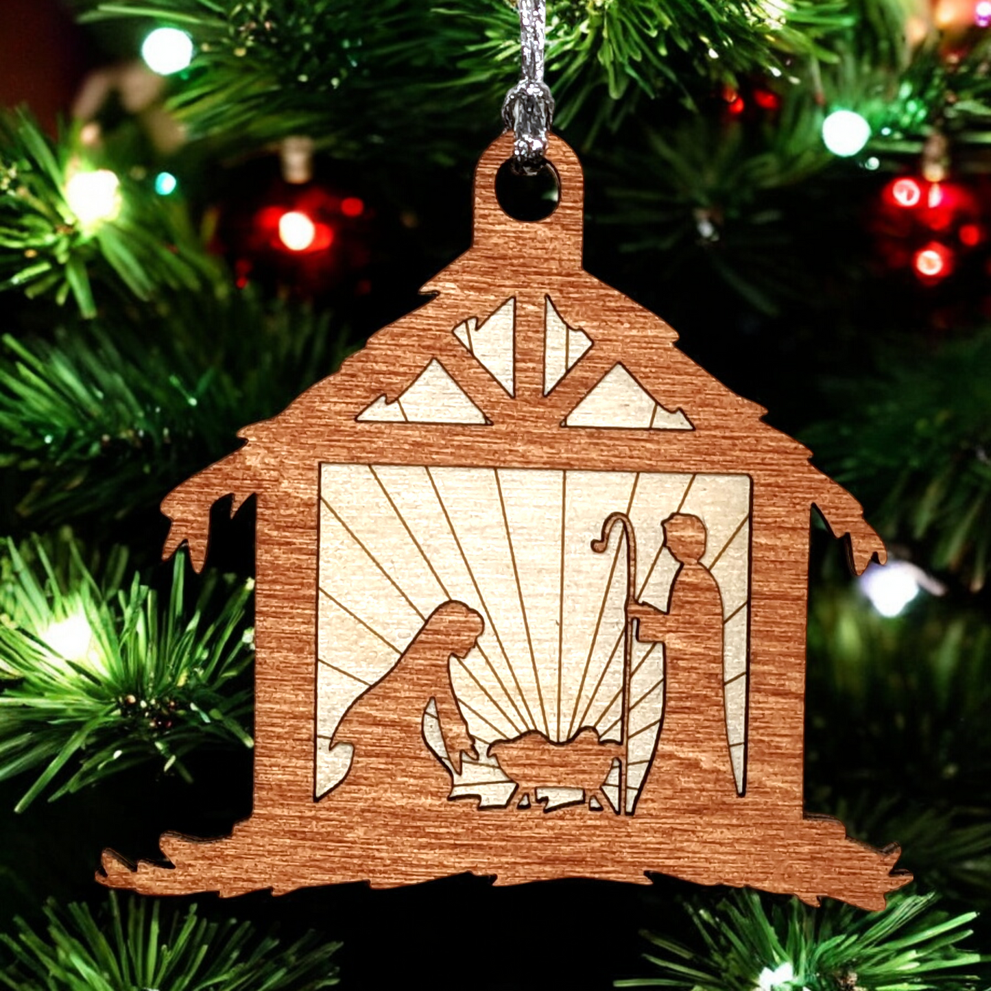 Laser Cut Nativity Wood Ornament