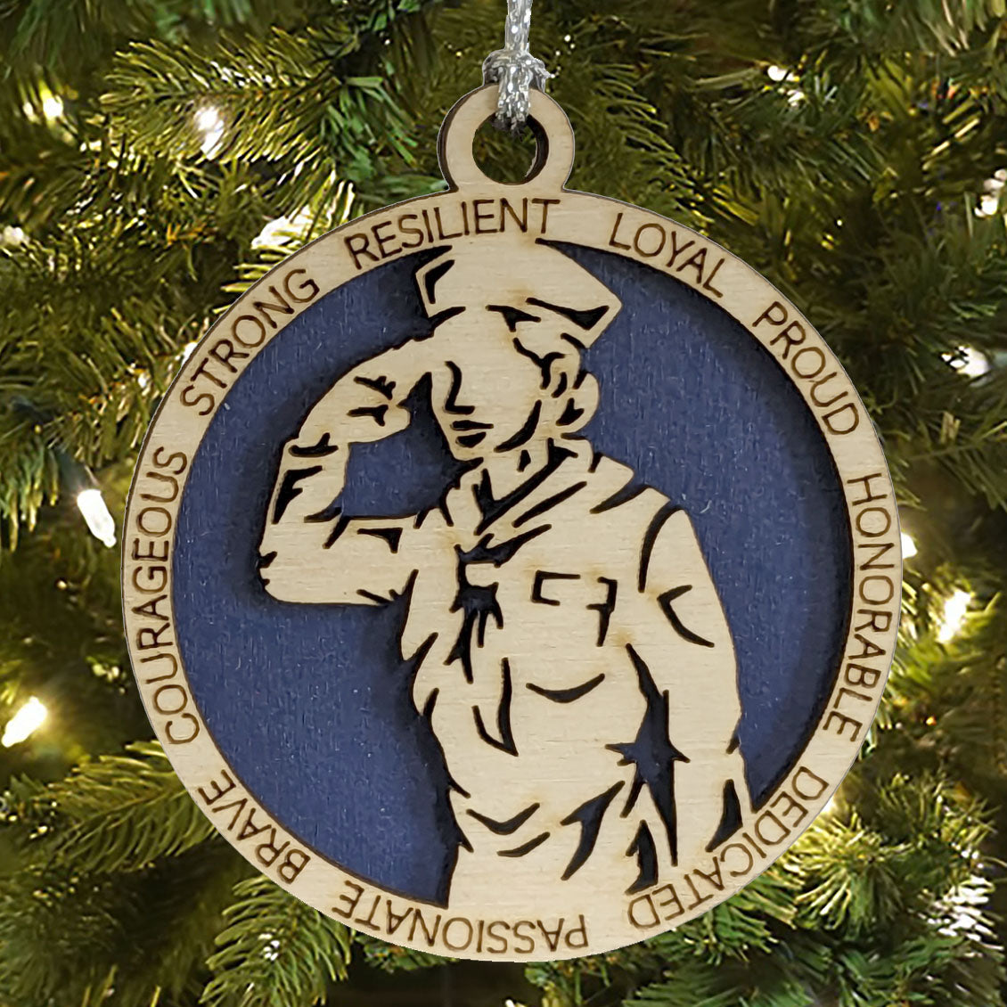 Patriotic Female Navy Sailor Christmas Ornament - Handcrafted Wood Military Gift for Women in Uniform