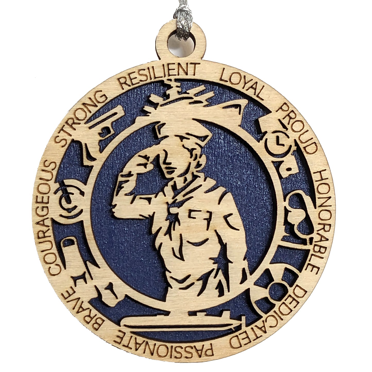 Brave Women in Navy Uniform Christmas Tree Ornament - 3" Handmade Wooden Military Gift