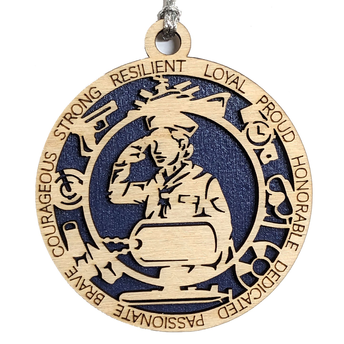 Personalized Female Navy Sailor Christmas Ornament - 3" Wood Laser Cut Military Gift with Custom Dog Tags