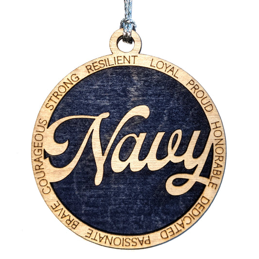 3" Navy Soldier Tribute Ornament - Laser Cut Wood, Handcrafted Military Christmas Decor, Patriotic Holiday Gift Made in USA