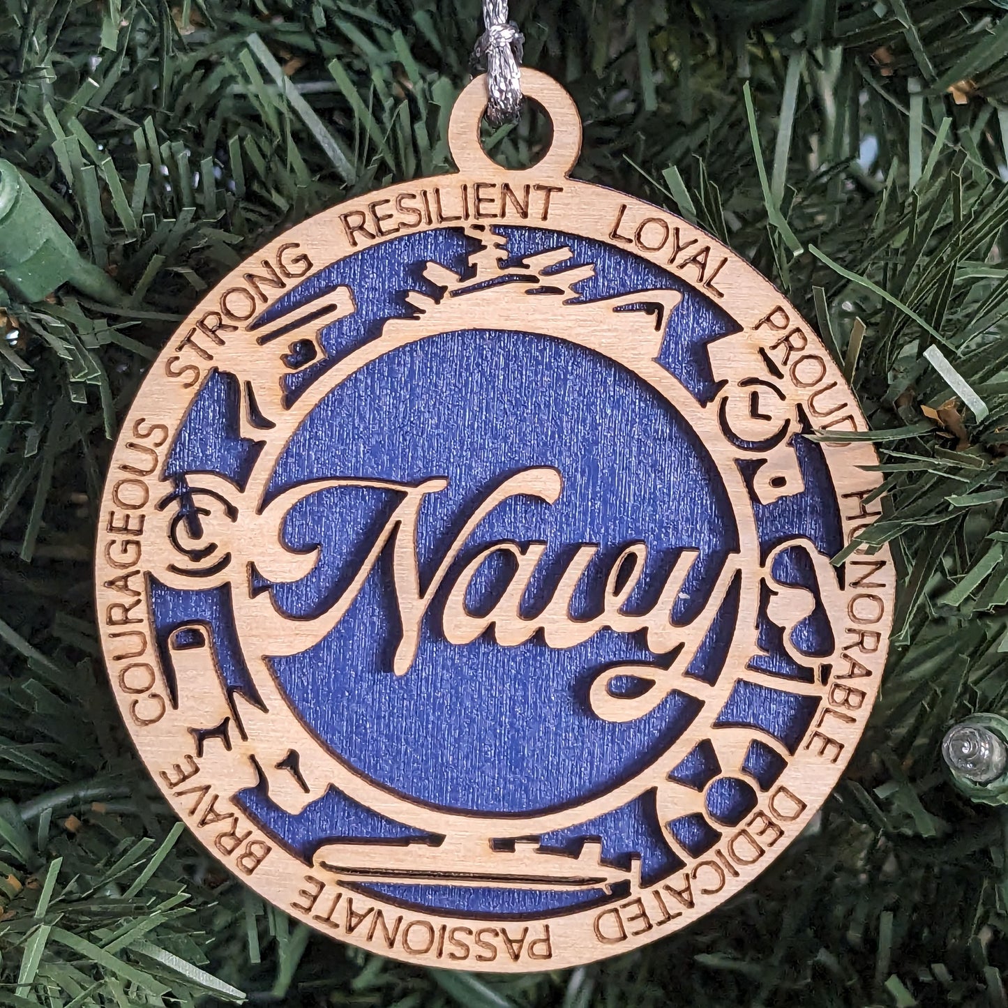 Navy Pride 3" Wood Ornament - Laser Cut Christmas Tree Decoration, Handcrafted Military Gift