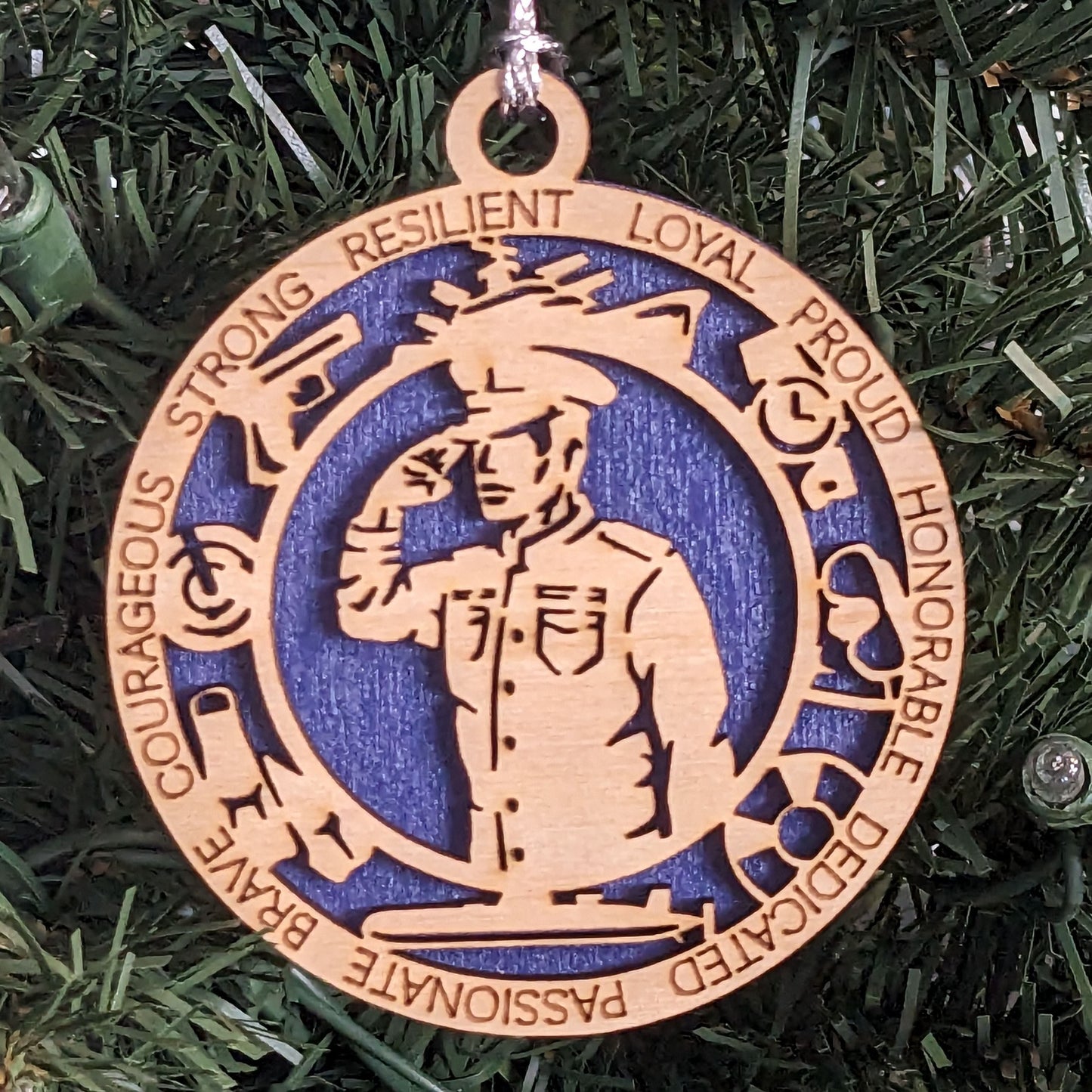 Patriotic Male Navy Sailor Wooden Christmas Ornament - 3" Handmade Military Honor Gift - American Holiday Decoration