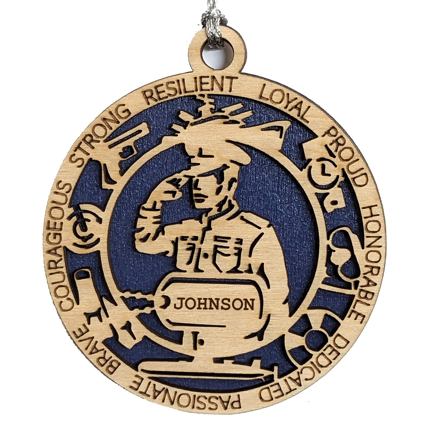 Personalized Navy Sailor Ornament - Male Military Christmas Decoration, Custom Dog Tags, Handcrafted Wood Gift
