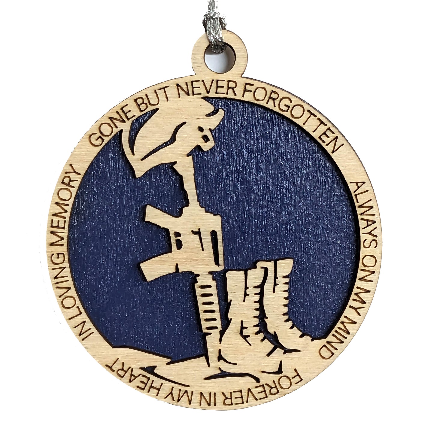 Navy Battlefield Cross Christmas Ornament - 3" Wood Military Memorial Tribute