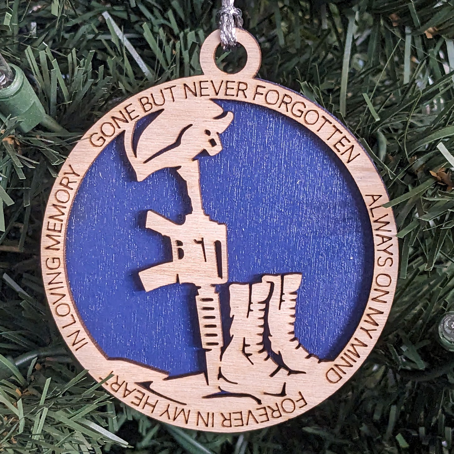 Navy Battlefield Cross Christmas Ornament - 3" Wood Military Memorial Tribute