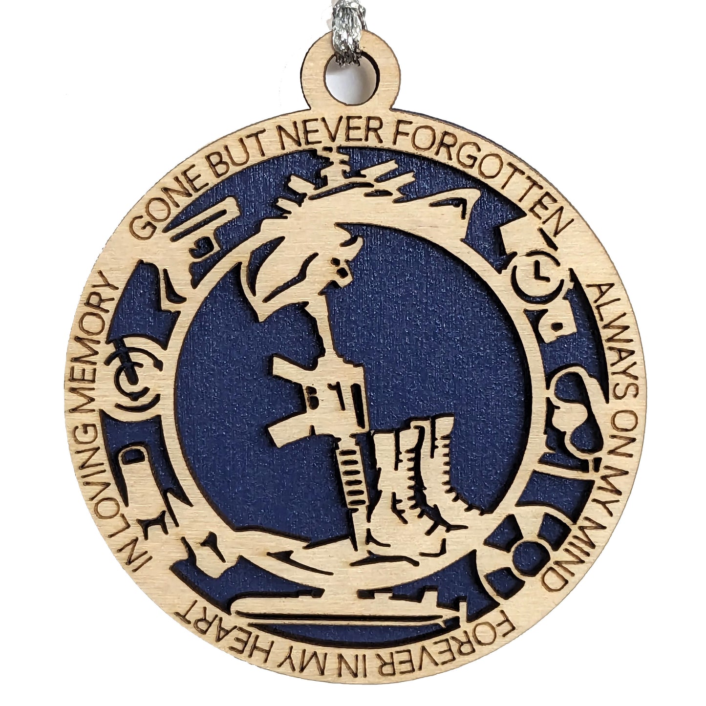 Handcrafted Navy Battlefield Cross Christmas Ornament - 3" Wood Laser Cut Military Tribute - Patriotic Holiday Decor
