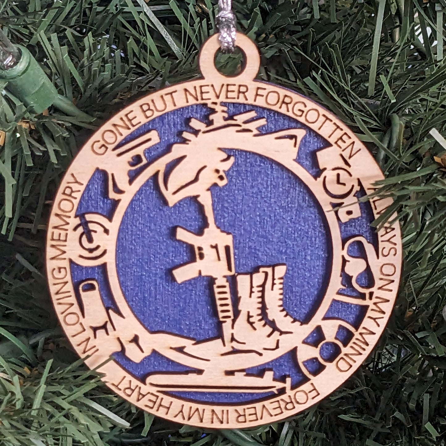 Handcrafted Navy Battlefield Cross Christmas Ornament - 3" Wood Laser Cut Military Tribute - Patriotic Holiday Decor