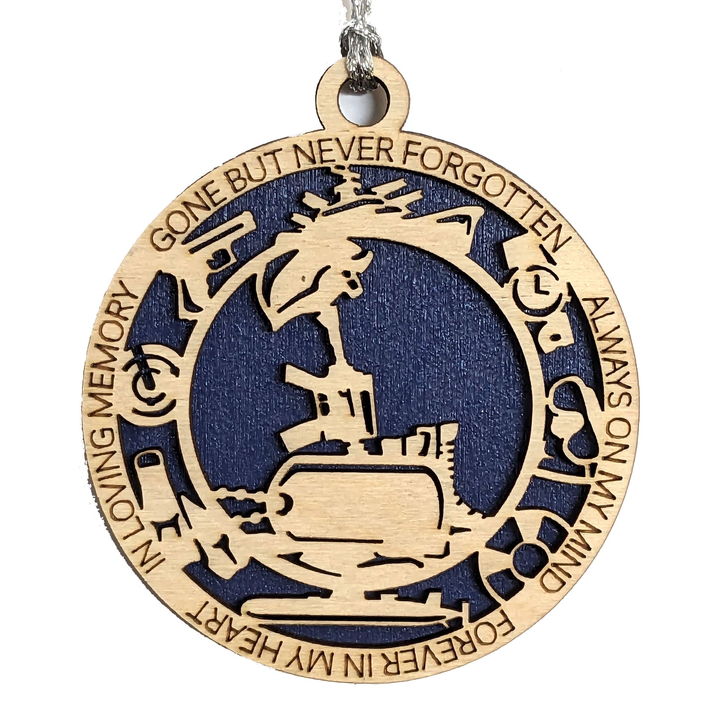 Personalized Navy Battlefield Cross Ornament - Military Memorial Christmas Gift, Wooden 3" Laser Cut with Custom Dog Tags