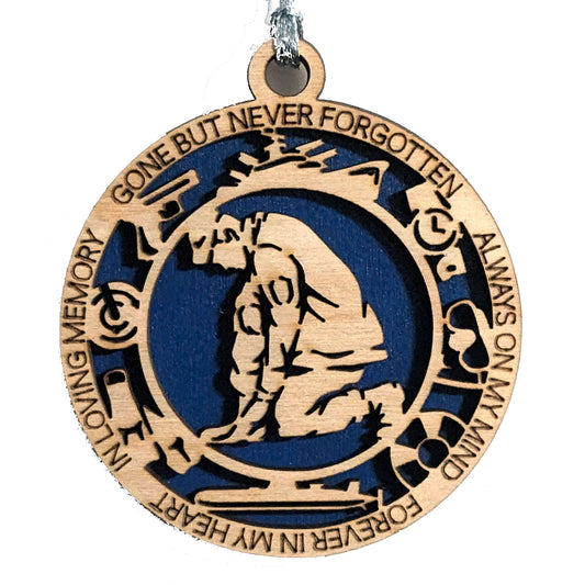 Handcrafted Navy Sailor Memorial 3" Wood Ornament - Patriotic Christmas Tribute - Laser Cut Military Keepsake - Made in USA by Small Business