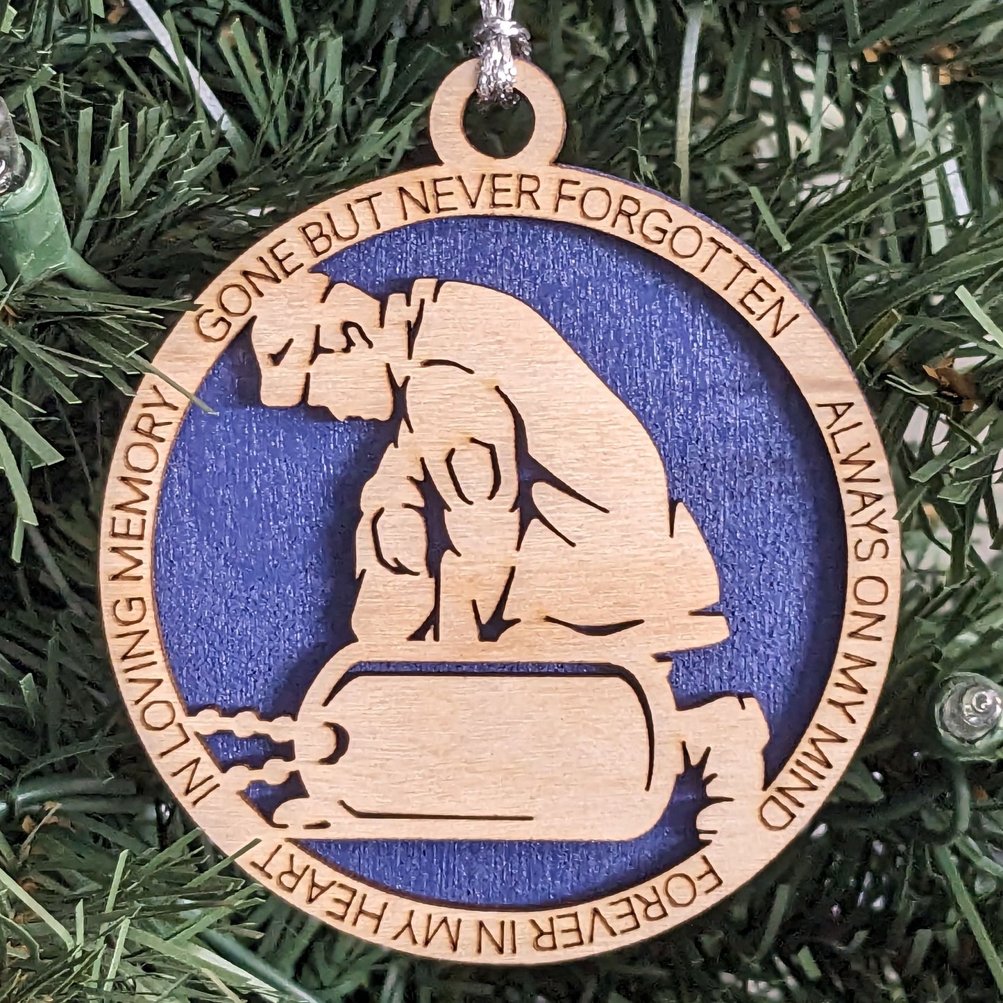 Personalized Navy Sailor Memorial Christmas Ornament - Handcrafted Wooden Tribute with Custom Dog Tags