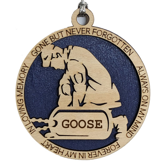 Personalized Navy Sailor Memorial Christmas Ornament - Handcrafted Wooden Tribute with Custom Dog Tags
