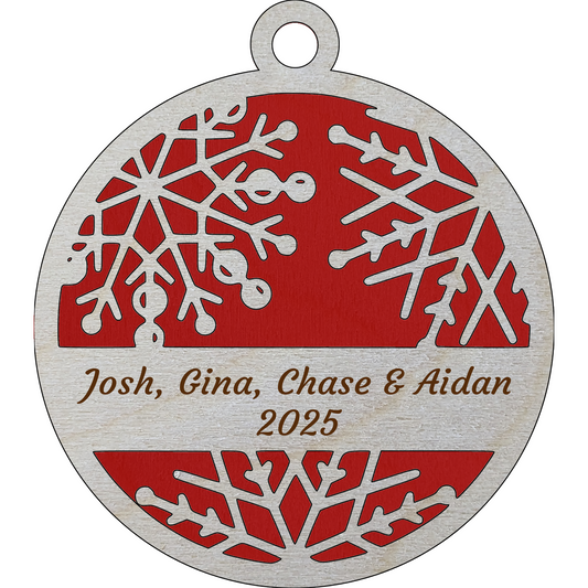 Handcrafted Monogram Snowflake Ornament - 3" Wood Christmas Decor - Personalized Gift - Made in Oregon