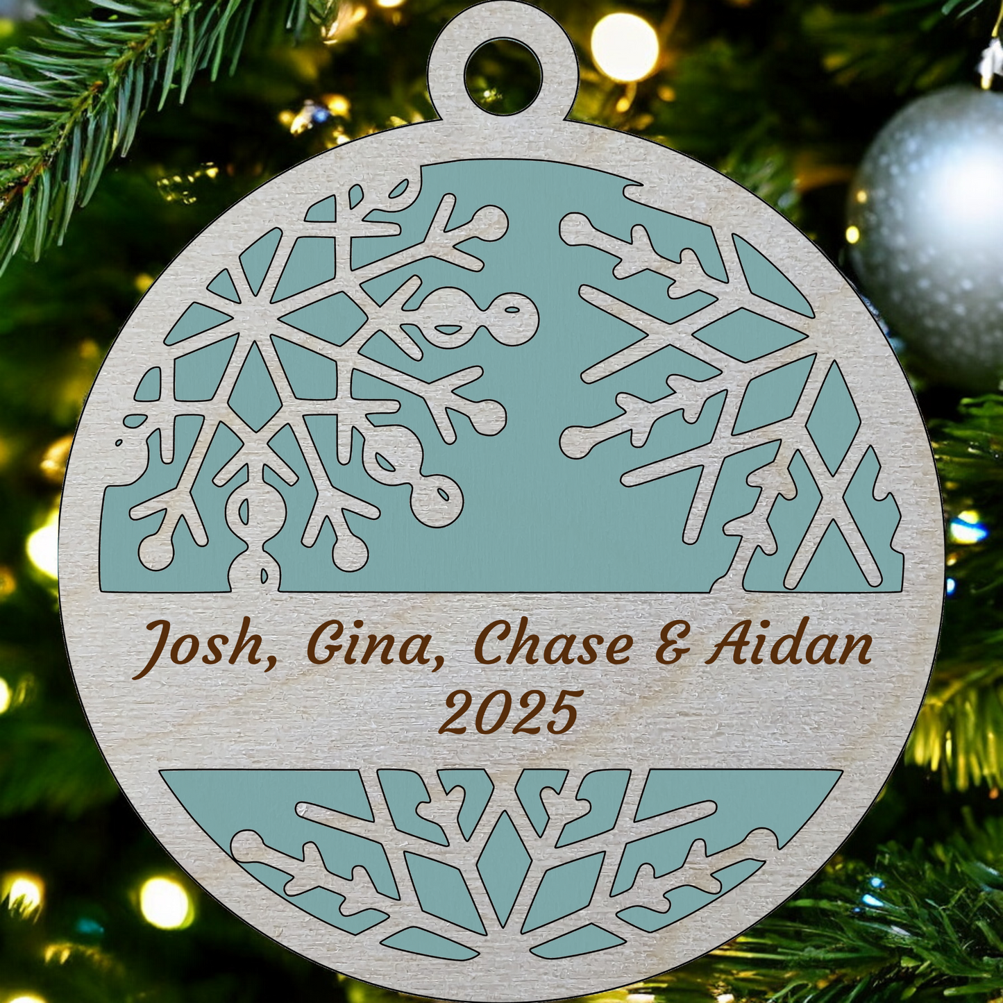 Handcrafted Monogram Snowflake Ornament - 3" Wood Christmas Decor - Personalized Gift - Made in Oregon