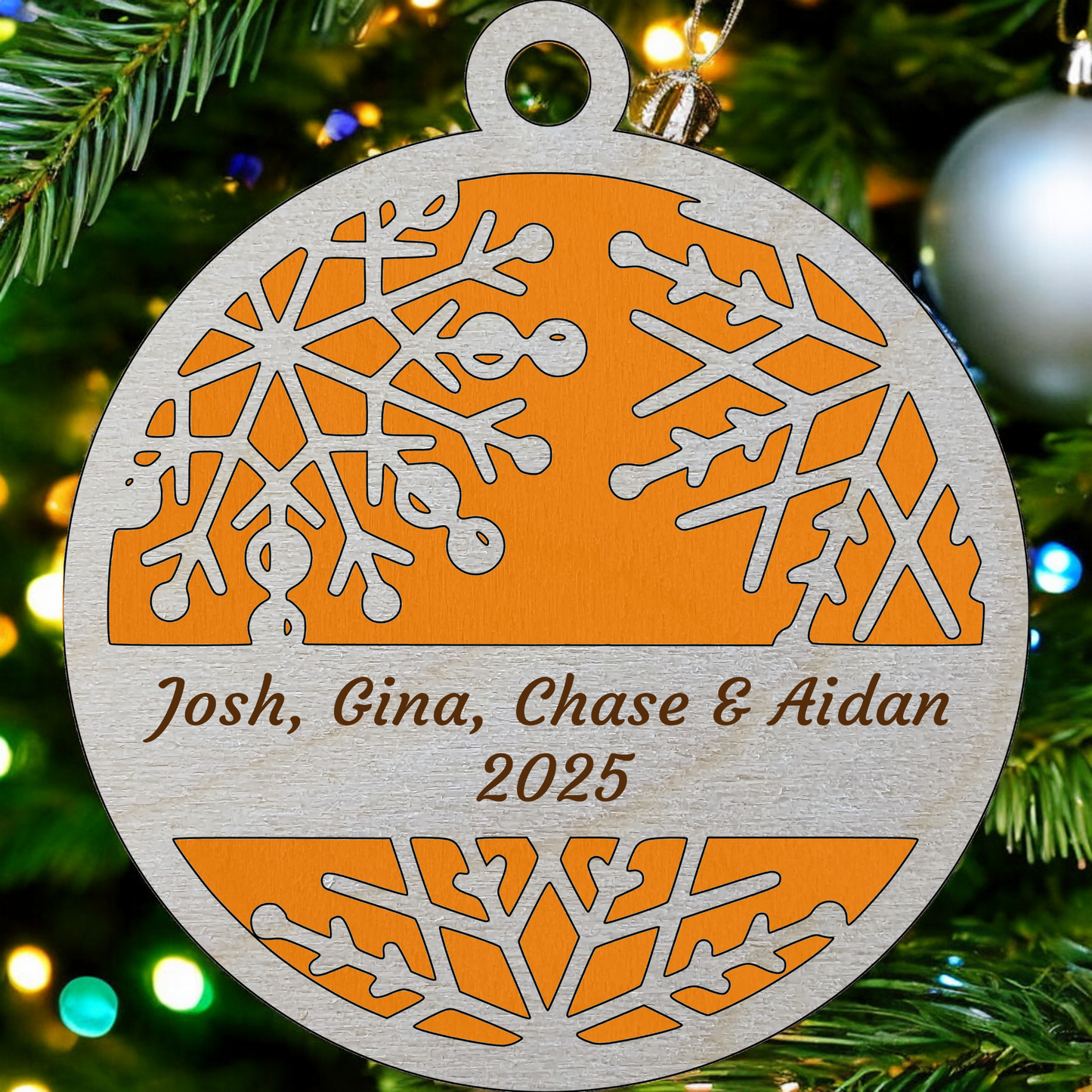Handcrafted Monogram Snowflake Ornament - 3" Wood Christmas Decor - Personalized Gift - Made in Oregon