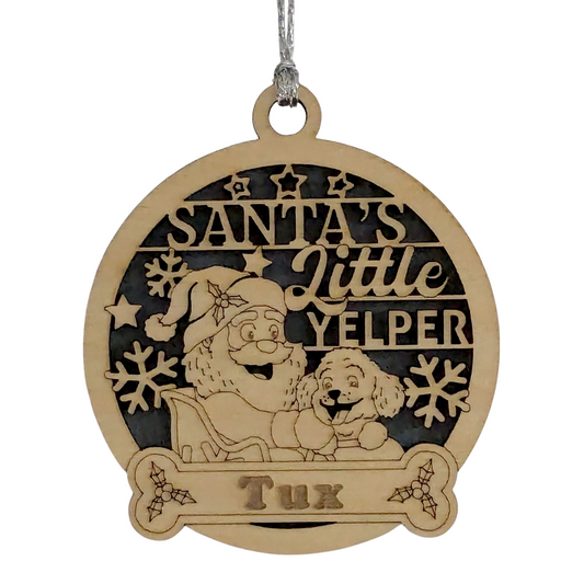 Personalized Dog Christmas Ornament, Custom Pet Name Wood Holiday Decoration, Santa's Little Yelper Dog Ornament, Handcrafted Dog Lover Gift, Christmas Tree Pet Decor