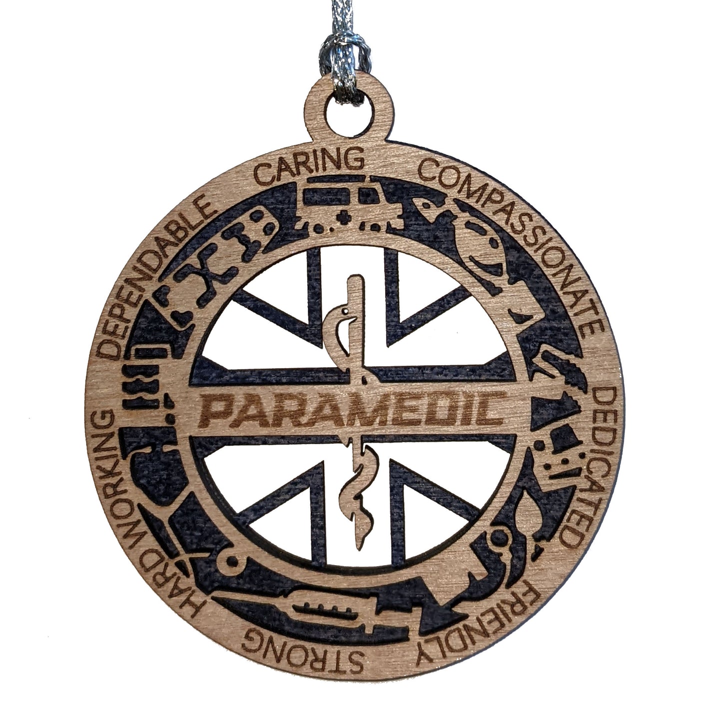3" Handcrafted Wooden Paramedic Christmas Ornament with Cut Background - Custom EMT Holiday Decor and Gift