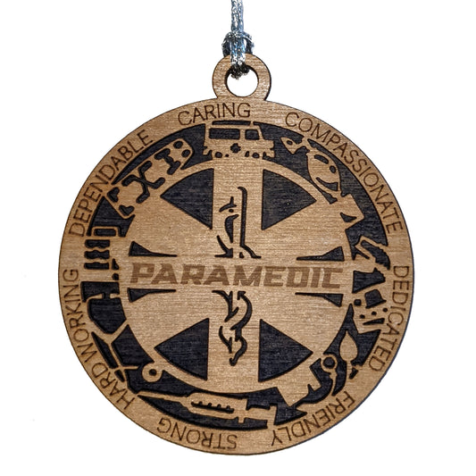3" Handcrafted Wooden Paramedic Christmas Ornament - Custom EMT Holiday Decor with Solid Background