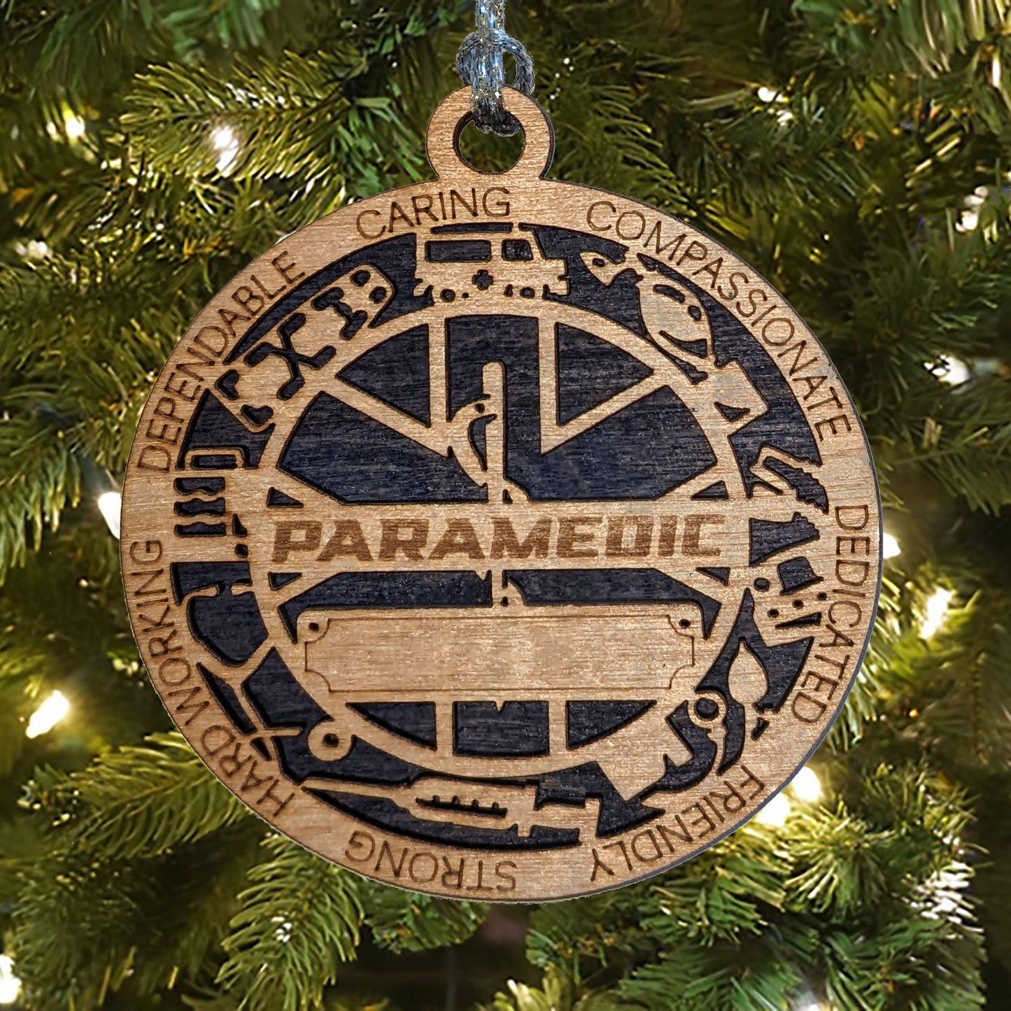 3" Handcrafted Wooden Personalized Paramedic Christmas Ornament - Custom EMT Holiday Decor with Solid Background