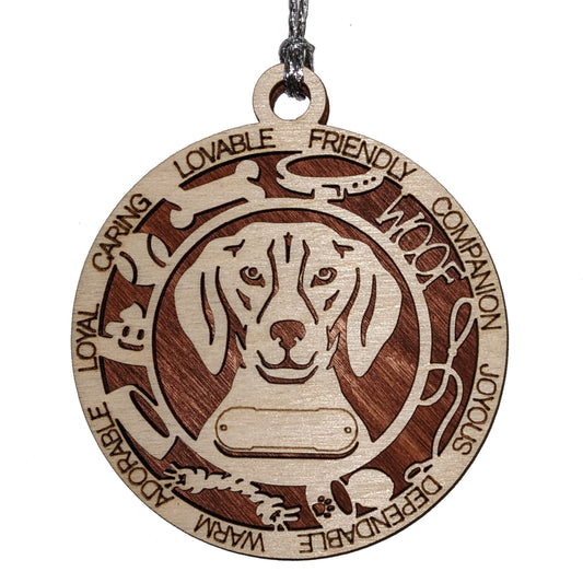Personalized 3" Round Wooden Dog Christmas Ornament - American Foxhound Design - Customizable Name & Text - Handcrafted in USA - Choose Background Color - Perfect Holiday Gift for Pet Lovers