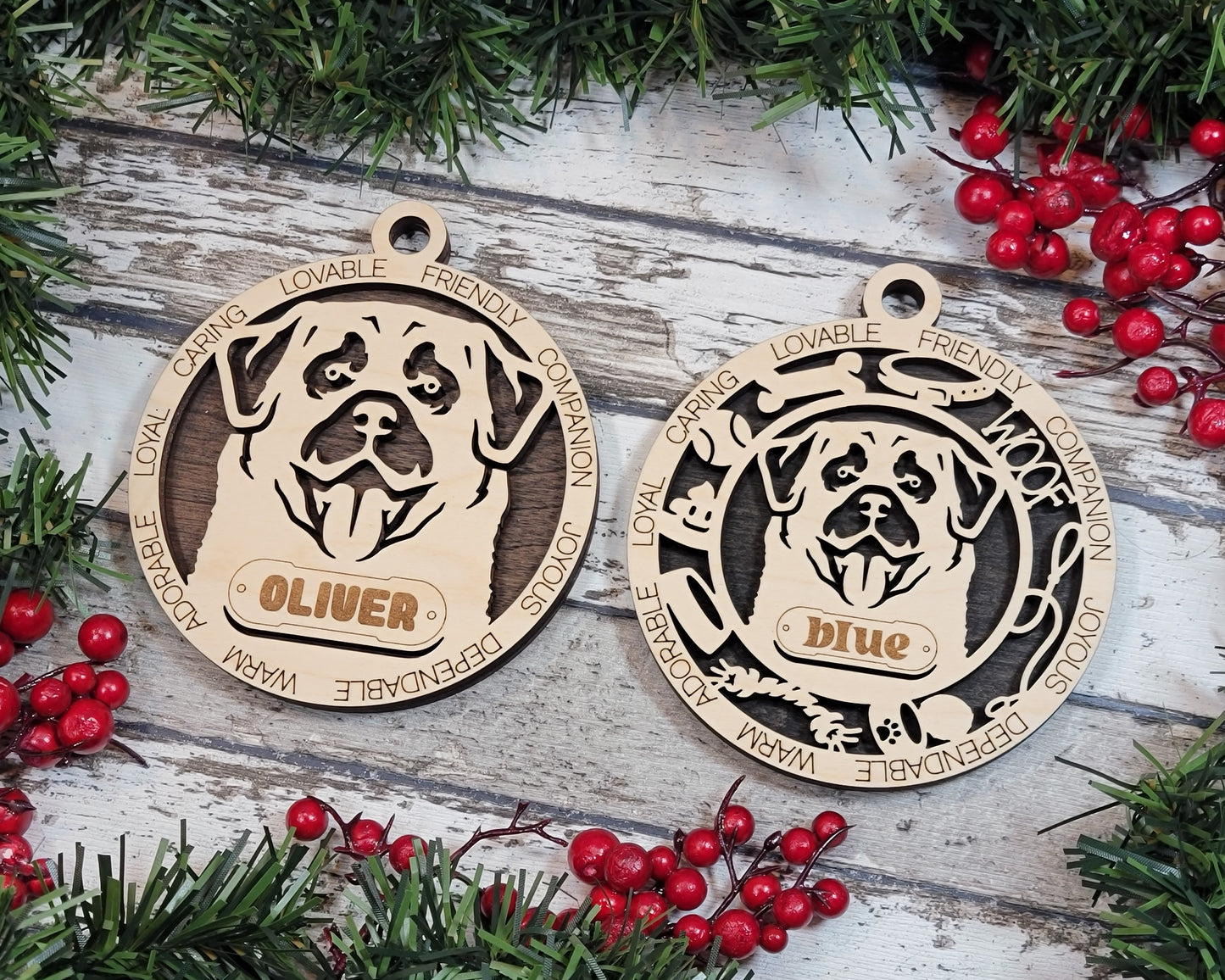 Personalized Anatolian Shepherd Dog Christmas Ornament, 3" Round Laser Cut, 2-Layer Wooden Design, Customizable Name Tag & Text, Handcrafted in USA, Choose Background Color or Print, Pet Lovers Gift