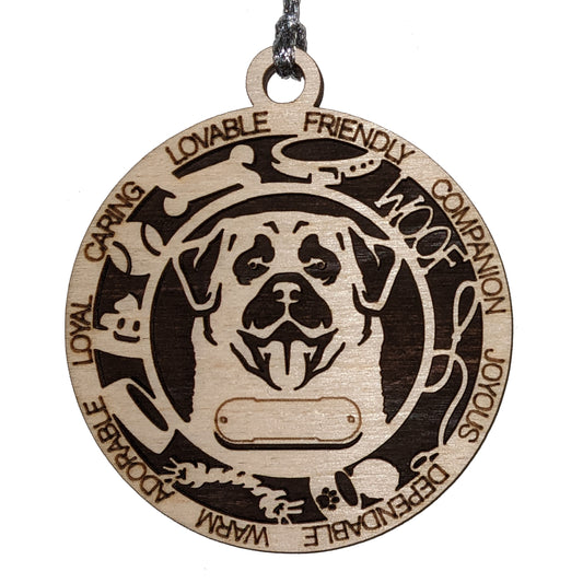 Personalized Anatolian Shepherd Dog Christmas Ornament, 3" Round Laser Cut, 2-Layer Wooden Design, Customizable Name Tag & Text, Handcrafted in USA, Choose Background Color or Print, Pet Lovers Gift
