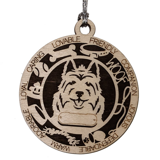 Personalized 3" Round Wooden Dog Christmas Ornament - Australian Terrier Design - Customizable Name Tag & Text - Handcrafted in USA - Choose Colorful Backgrounds - Perfect Holiday Gift!