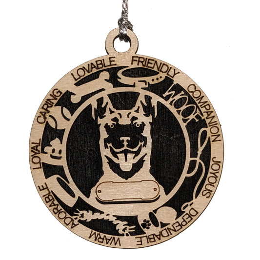 Personalized Belgian Malinois Dog Christmas Ornament, 3" Round Laser Cut, 2-Layer Wooden Design, Customizable Name Tag & Text, Handcrafted in USA, Choose Colorful Background, Perfect Holiday Gift