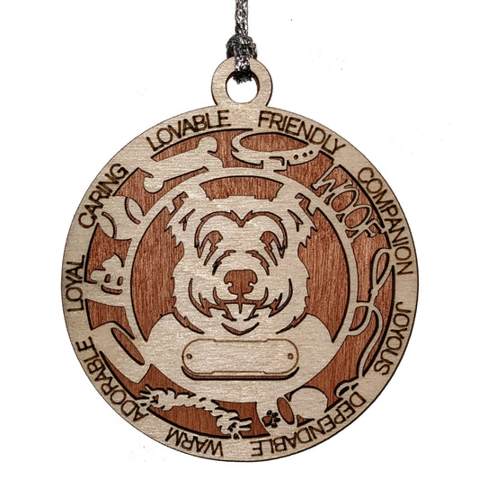Personalized 3" Round Wooden Dog Christmas Ornament - Customizable Berger Picard Design - Handcrafted in USA - Choose Background Color - Add Dog's Name & Text - Perfect Holiday Gift!