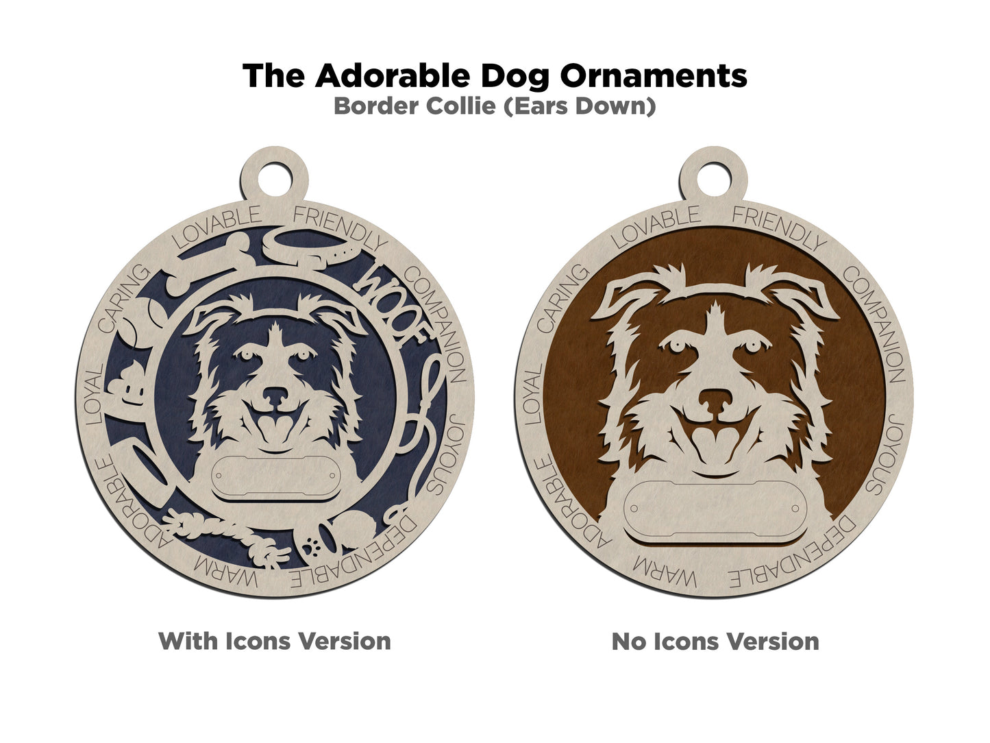 Personalized 3" Round Wooden Dog Christmas Ornament - Customizable Border Collie Design with Name Tag - Handcrafted in USA - Choose Background Color - Perfect Holiday Gift for Pet Lovers