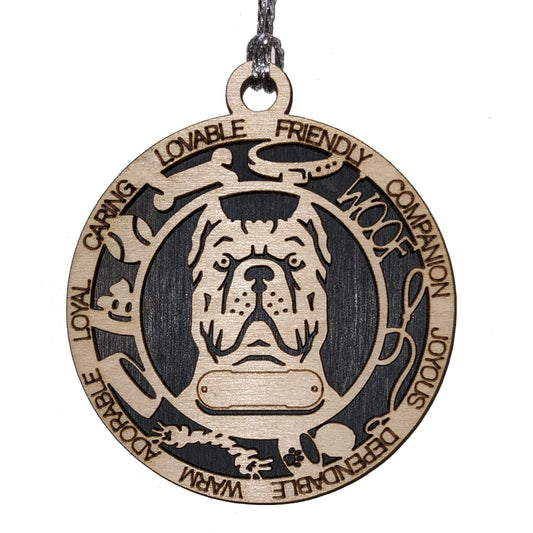 Personalized Cane Corso Dog Christmas Ornament, 3" Round, 2-Layer Laser Cut Wood, Customizable Name Tag & Text, Handcrafted in USA, Natural Wood & Color Options, Perfect Holiday Gift for Pet Lovers