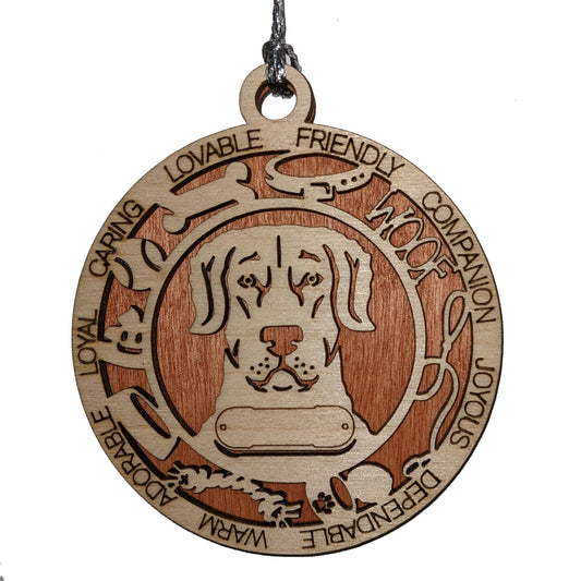Personalized Chesapeake Bay Retriever Dog Christmas Ornament, 3" Round, 2-Layer Laser Cut Wood, Customizable Name Tag & Text, Handcrafted in USA, Choose Background Color or Print, Perfect Gift!