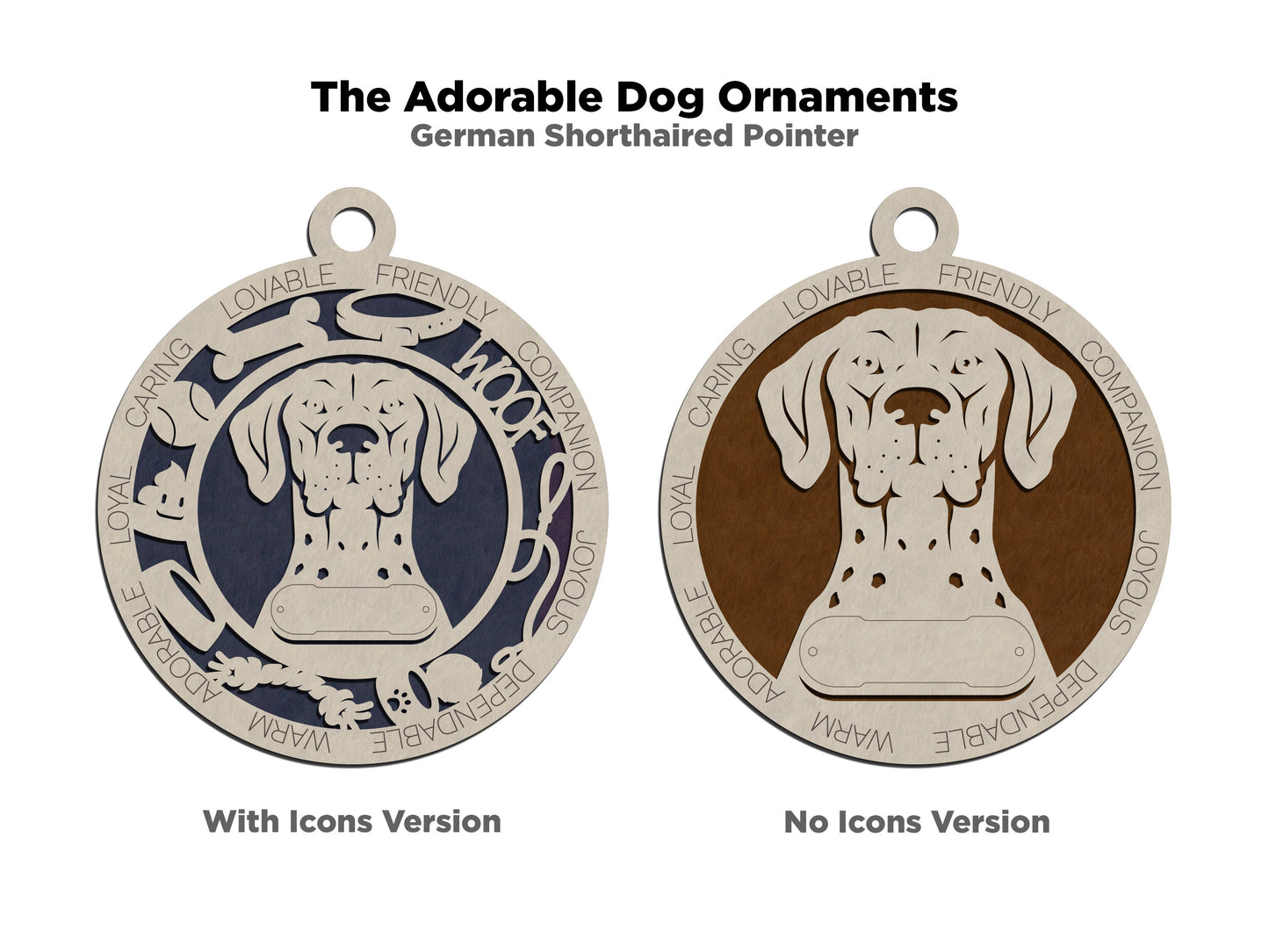 Personalized 3" Round Wooden Dog Christmas Ornament - German Shorthaired Pointer Design - Customizable Name & Text - Handcrafted in USA - Choose Colorful Background - Perfect Holiday Gift!