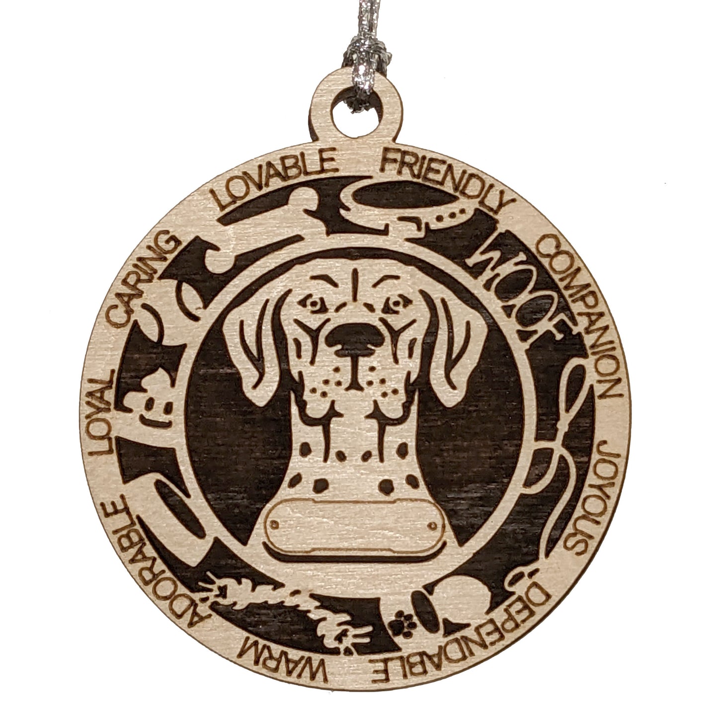 Personalized 3" Round Wooden Dog Christmas Ornament - German Shorthaired Pointer Design - Customizable Name & Text - Handcrafted in USA - Choose Colorful Background - Perfect Holiday Gift!