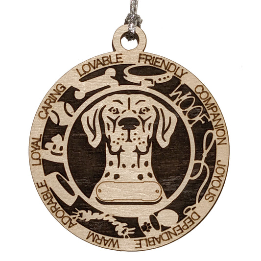 Personalized 3" Round Wooden Dog Christmas Ornament - German Shorthaired Pointer Design - Customizable Name & Text - Handcrafted in USA - Choose Colorful Background - Perfect Holiday Gift!