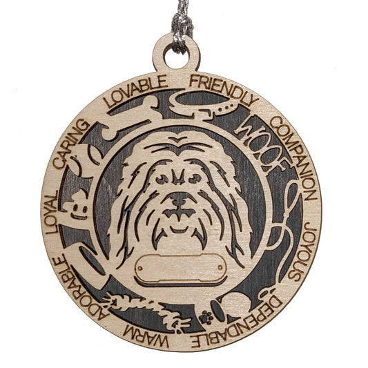Personalized 3" Round Wooden Havanese Dog Christmas Ornament, 2 Layer Laser Cut, Customizable Name Tag & Text, Handcrafted in USA, Choose Colorful Background, Perfect Holiday Gift for Pet Lovers