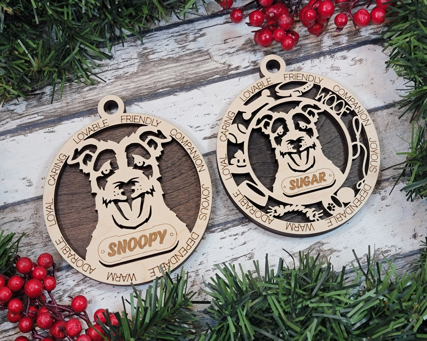 Personalized 3" Round Wooden Christmas Ornament - Long Hair Jack Russell Dog Theme - Customizable Name Tag & Text - Handcrafted in USA - Choose Colorful Backgrounds - Perfect Holiday Gift!